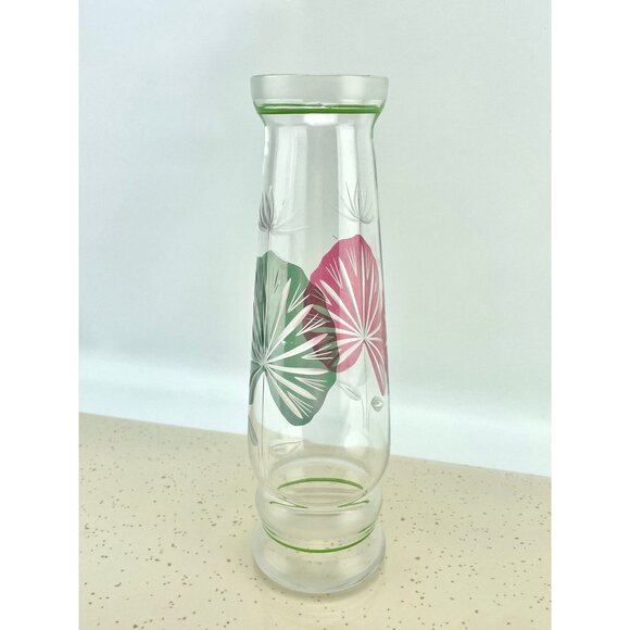 Vintage tall vase, etched glass, lily pads design, cut to clear glass - Picture 4 of 10